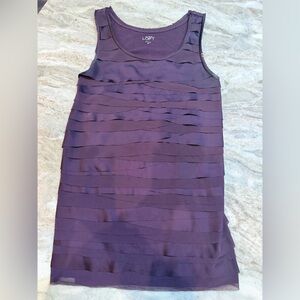 Ann Taylor LOFT Purple Sleeveless Layered Tiered Top XS Cotton Knit